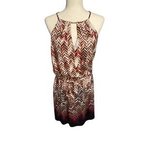 WHBM red gold black beige tank cocktail formal dress women's size small
